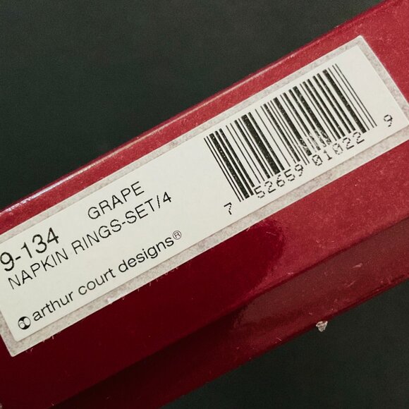 ARTHUR COURT Vintage Set of 4 "Grape" Napkin Rings NIB - Picture 7 of 8